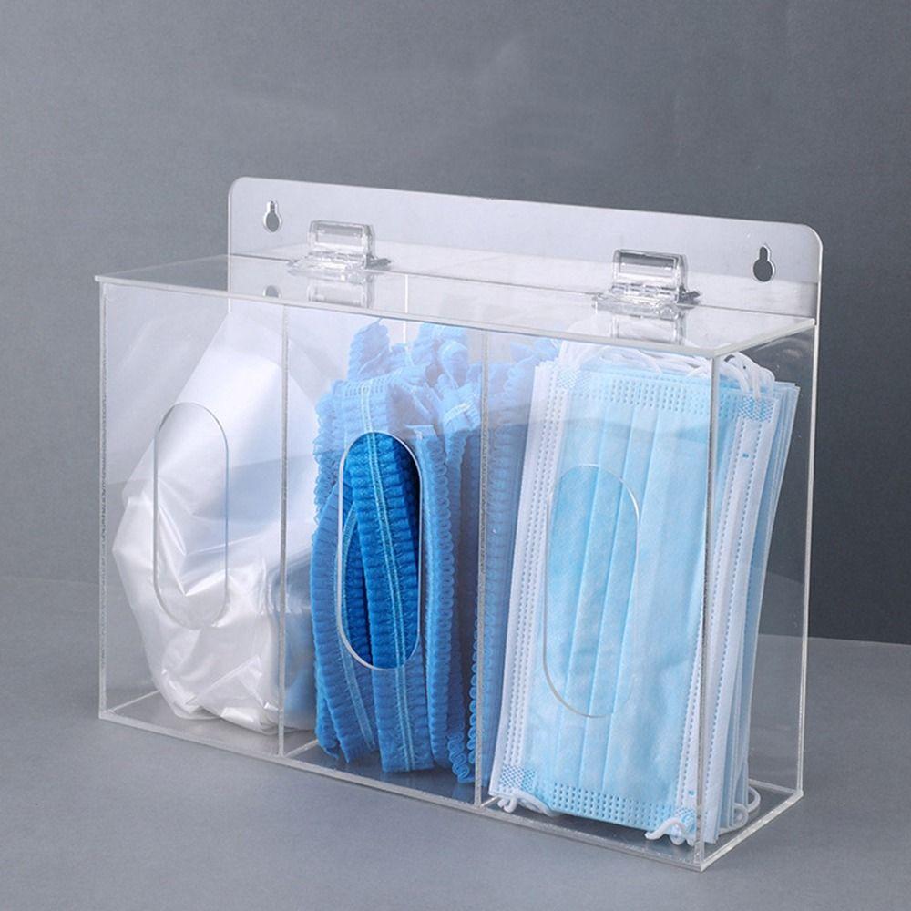 1/2/3 Grids Glove Storage Box Transparent Mask Storage Box Acrylic Glove Holder  Restaurant