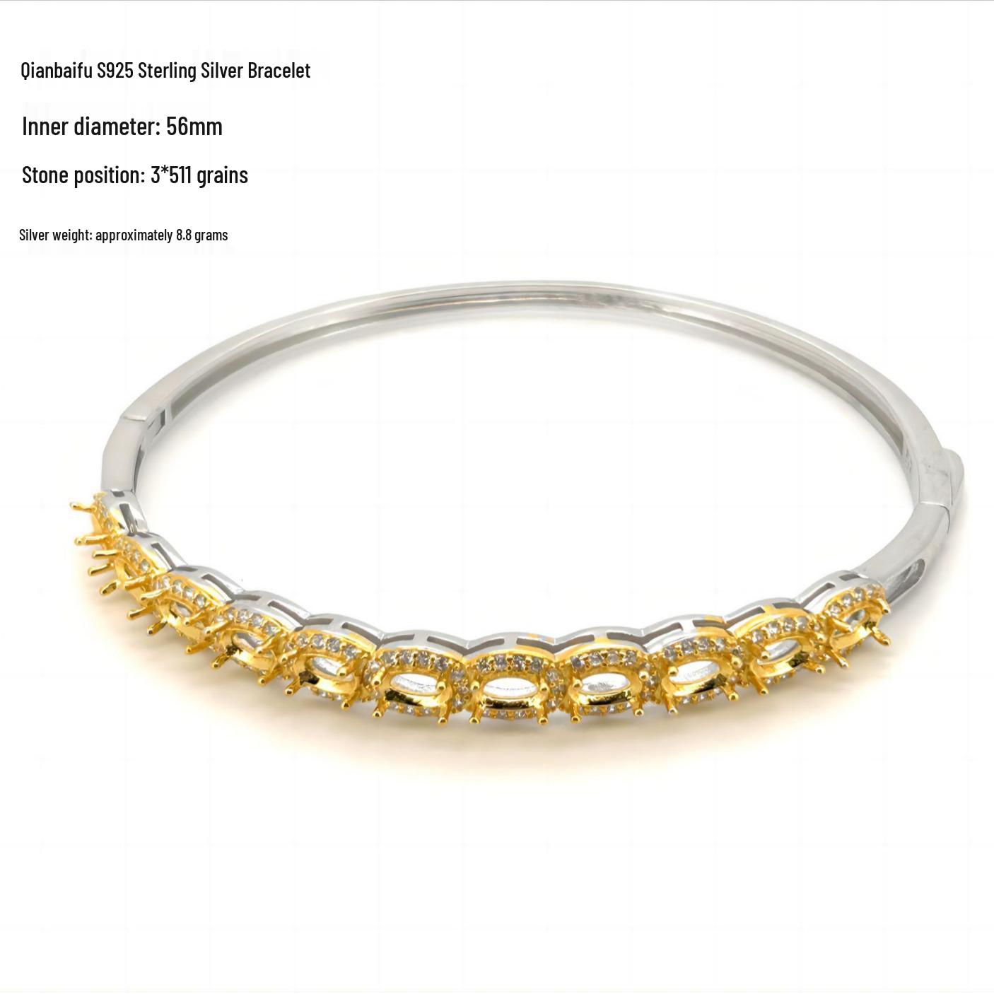 

925 Sterling Silver Multi-Gem Classic DIY Bracelet with Empty Settings Sterling Silver