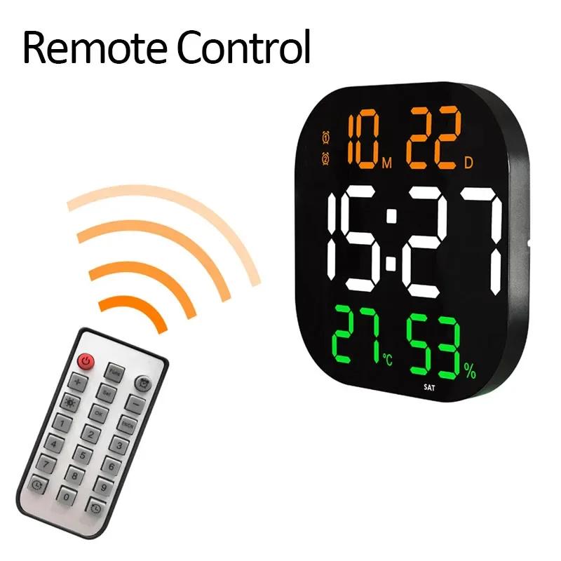 13inch LED Large Digital Wall Clock with Remote Control TEMP Humidity Week Auto Dimmer 12/24H Alarm Clock for Home Office Decor