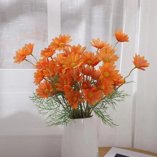 Artificial Flowers 5 Heads Faux Silk Wildflowers with Stems Fake Spring Flower Bouquet for Home Wedding Garden Vase Decor