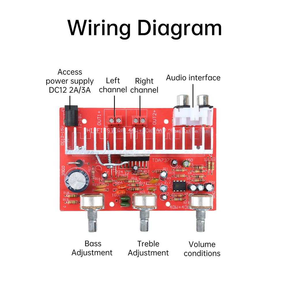 DC 12-15V Car Stereo Amplifier Board Tda7377 Dual Channel Amplifier Board 40W+40W