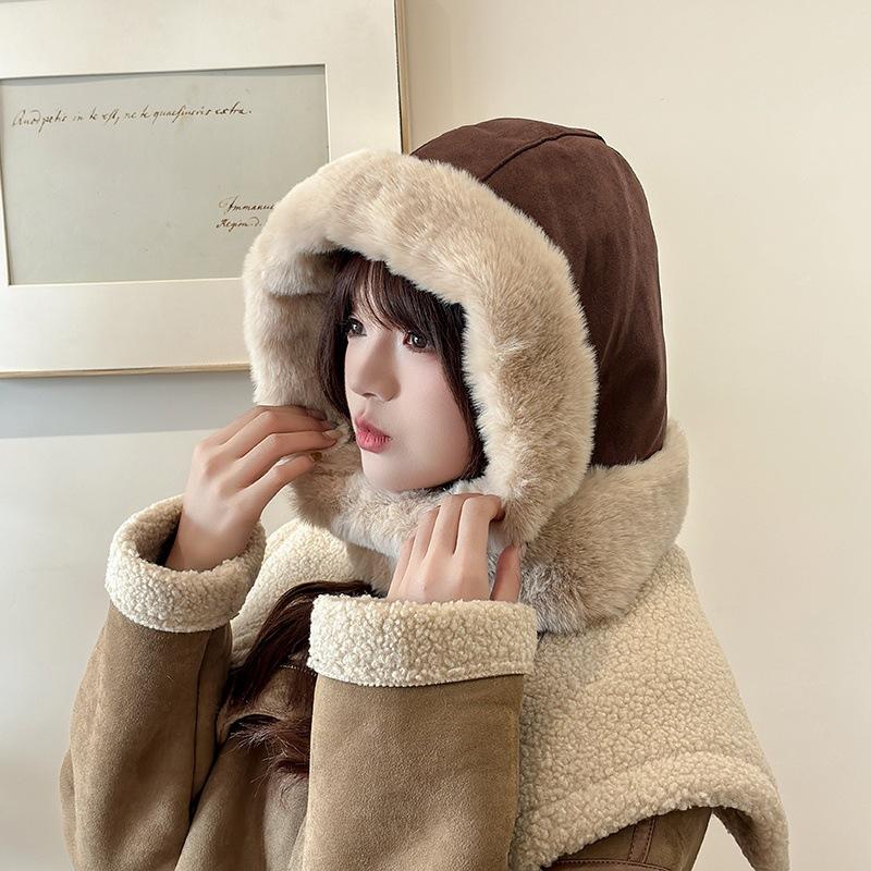 

New Korean Hat for Women In Autumn and Winter Lei Feng Hat Warm and Versatile Fashion Casual Plus Velvet Thickened Knitted one size