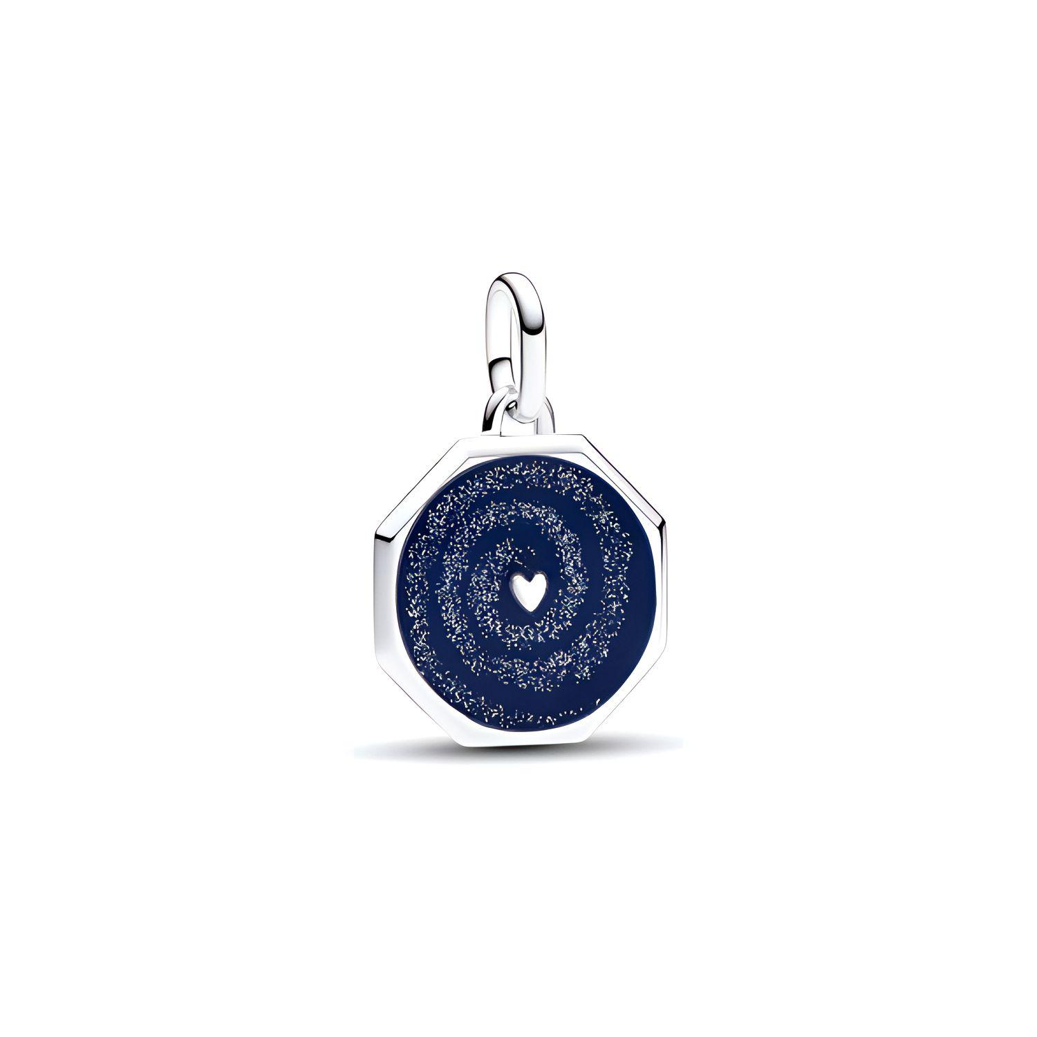 Pandora Galaxy Heart Medal Pendant Women pendant Blue 793040C01 F,Silver