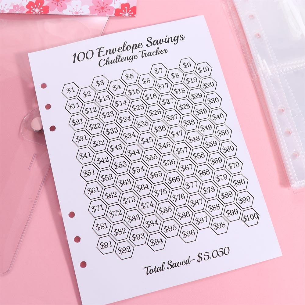 Financial Management 100 Envelope Challenge Binder  Couple Money Savings