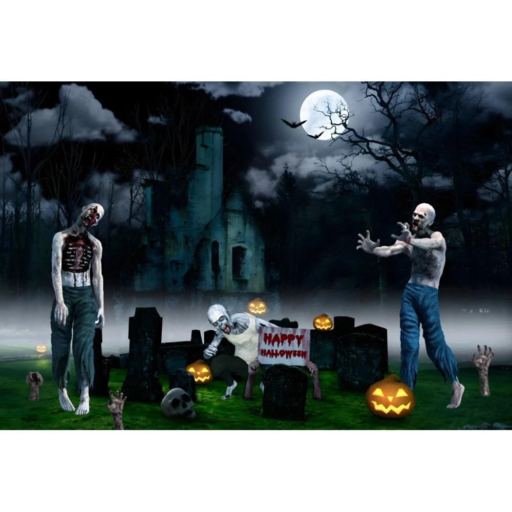 Tapiz de decoración de Halloween, casa embrujada, noche de terror, tumba aterradora, fantasma, calavera, bruja, castillo, fondo, tela, decoración de fiesta