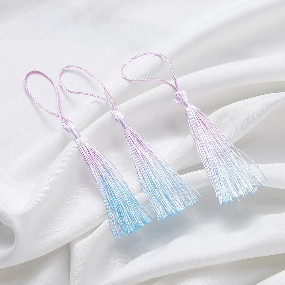 10Pcs Gradient Color 13cm Tassels Polyester Silk Tassel Fringe Crafts Jewelry for Diy Jewelry Making Pendant Decor Bookmark
