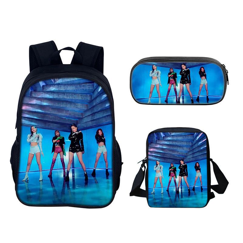Set de Mochila Estudiantil Blackpink con Material de Nylon y Diseño Creativo para Uso Diario