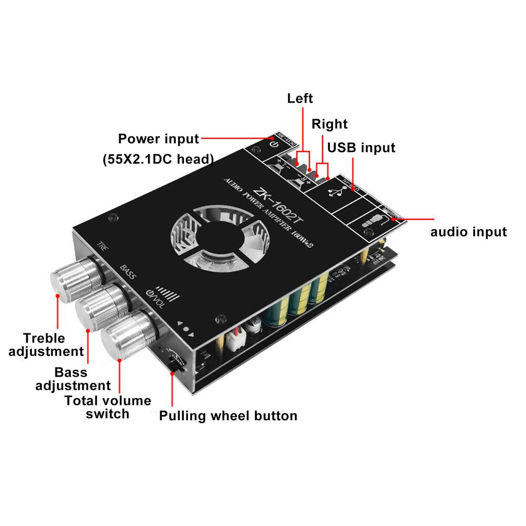 Bluetooth Digital Power Amplifier Module HD Sound High Low Pitch Adjustment Amplifier Board DC15‑36V