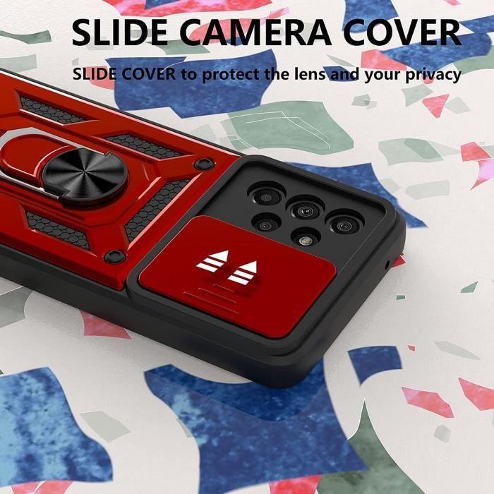 Coque de Protection - BOOLING - pour Samsung Galaxy A53 5G - Rouge - Rigide - Support Anneau - 2 Verres Trempés