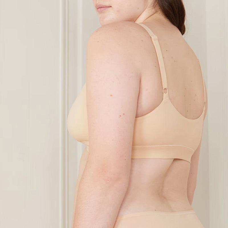 Damen Dünne BH-Abdeckung Ohne Bügel Elastisch Weich Rundhals Fixierte Cups Tanktop BH-Abdeckung