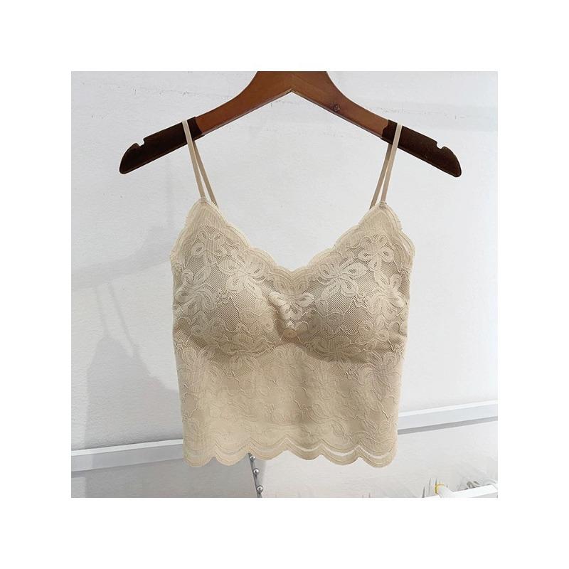 Women French Style Sexy Lace Beautiful Back Padded Wire Free Bra