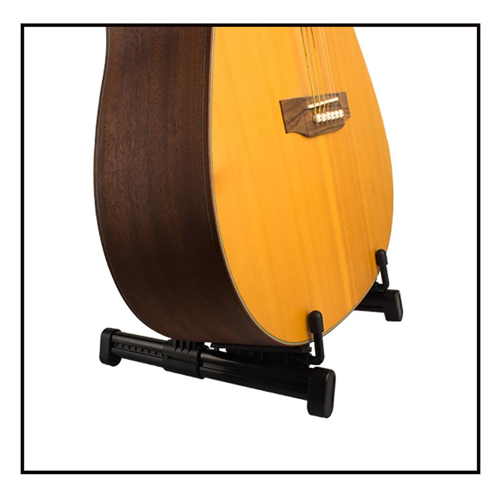 Black A Frame Guitar Stand with Silicone Pad Foldable Stable ABS Folk Guitar Bracket Rack for Home Classroom