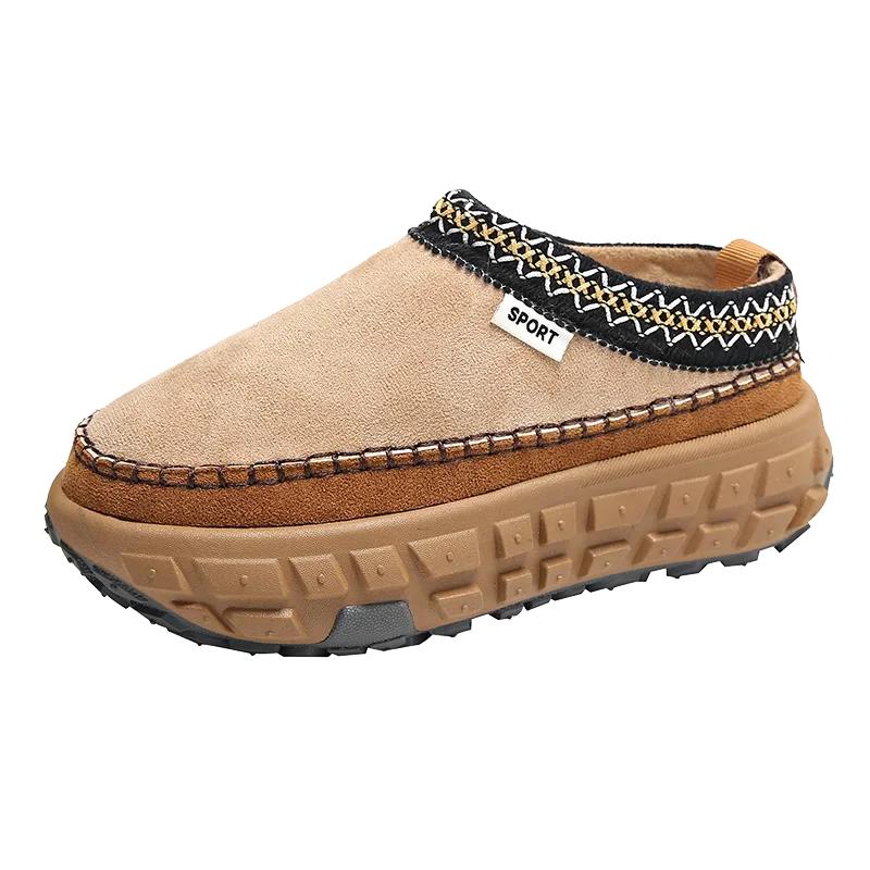 

Модные зимние сапоги женские зимние новые кашемировые теплые толстые подошвы без каблука покрытые волосами полутапочки хлопковые туфли теплые кашемировые сапоги 35