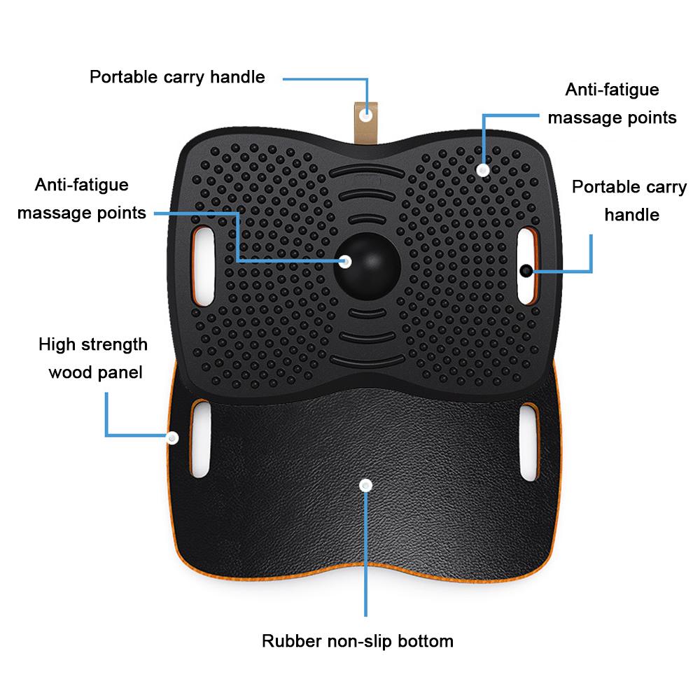 Standing Desk Mat Anti-Fatigue Wooden Wobble Balance Board Ergonomic Design for Home Office Gym