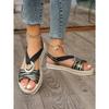 Women's Sandals Metal Buckle Decoration Hemp Rope Platform Light Bottom Beach Sandals Women