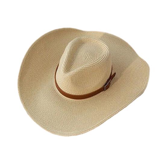 Adult Cowboy Hat for Men Women Western Party Straw Cowgirl Hat Classic Roll Up Fedora Hat with Buckle Belt