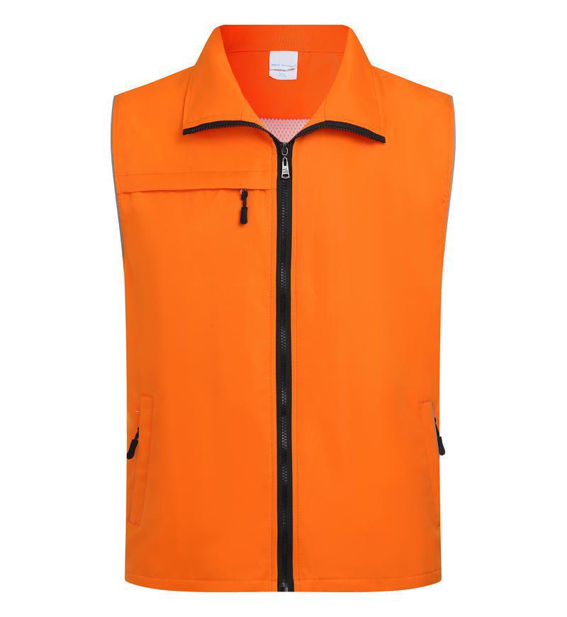 

2026 Unisex Diamond Grid Zipper Vest with Three Pockets - Embroiderable & Printable for Volunteers XL оранжевый