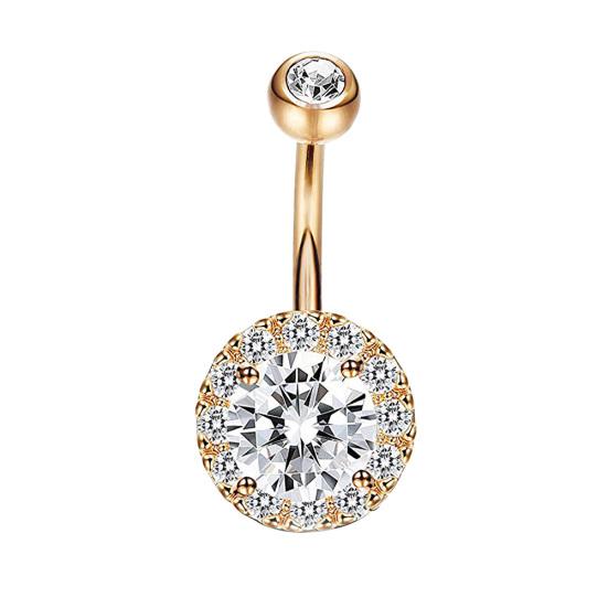 Kobiety Rhinestone Inkrustowane Okrągły Wisiorek Brzana Kolczyk w Pępku Body Piercing Biżuteria