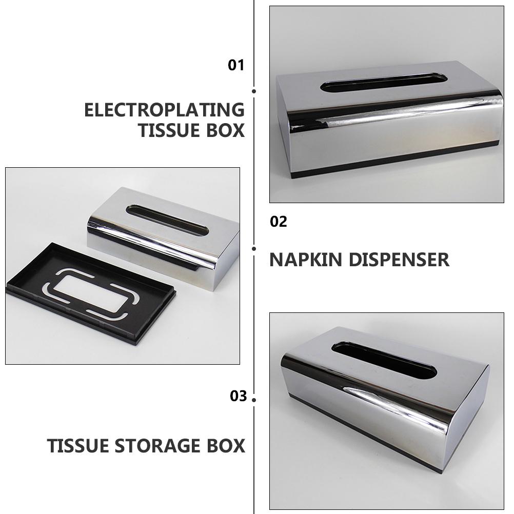 Krabička na kapesníky, stolní pouzdro na ubrousky, organizér na toaletní stolek, dekorativní držák na nádoby, dávkovač, plast, moderní, stříbrná, stylový
