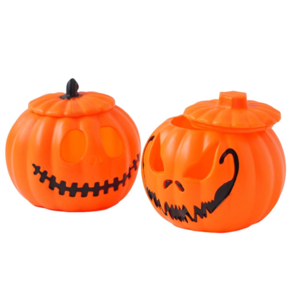 2 Pieces Pumpkin Fog Light TopFill Water Multicolor Lamp Orange
