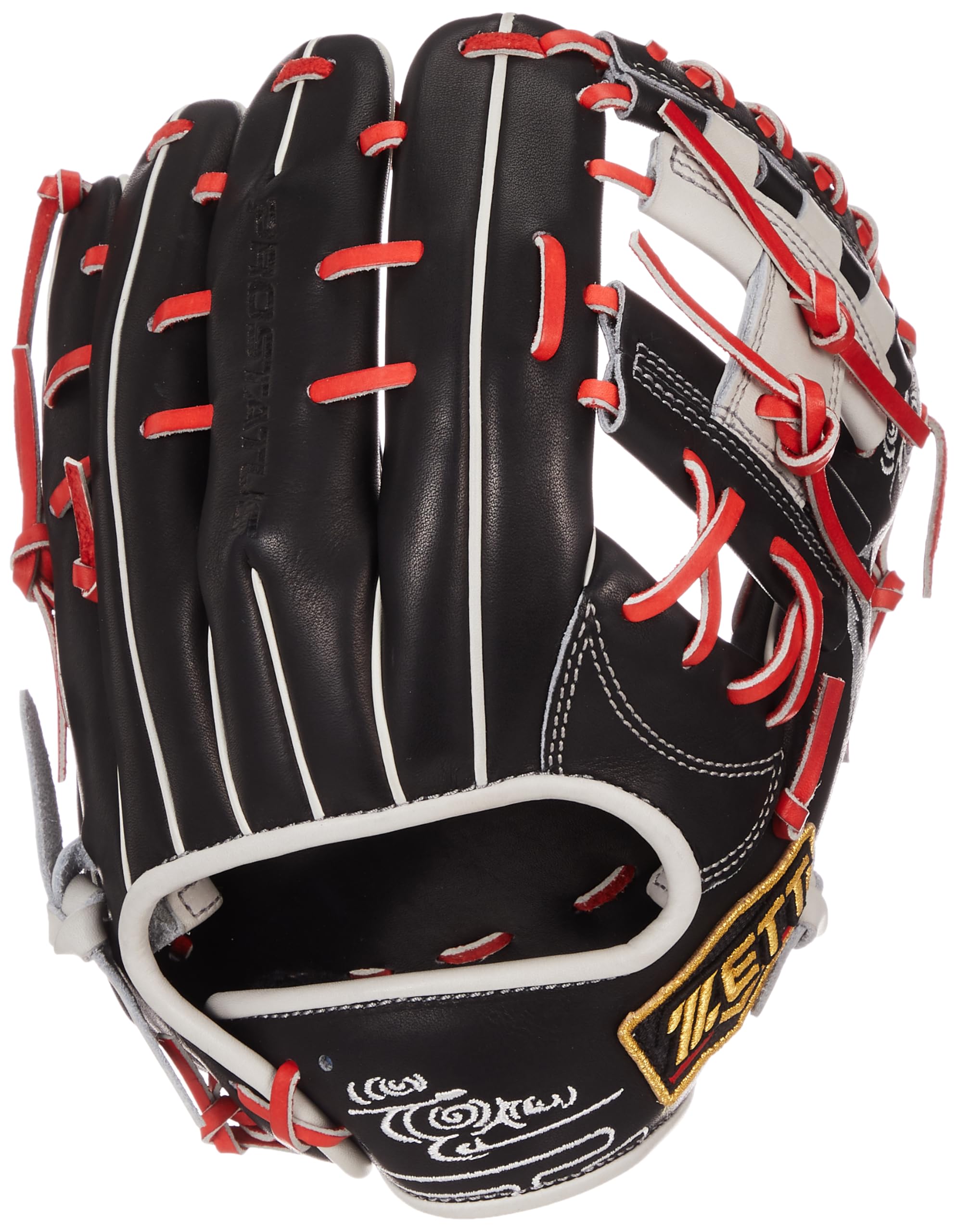 

ZETT Pro Status BRGB32556S Infielder s Glove, Black/Gray (1915), Right-Handed Throw,