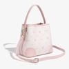New Disney Strawberry Bear Series PVC Bucket Bag Handbag Women's Strawberry Pink/Cream White BMK-72626