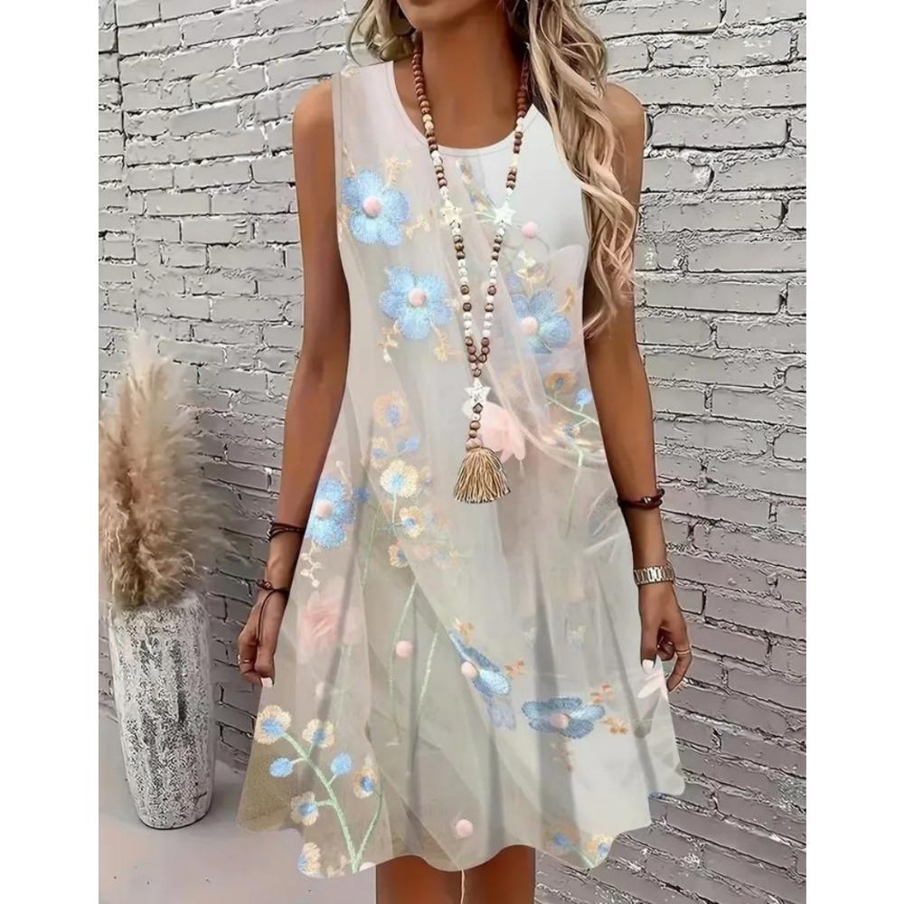 Summer Hawaii Scenery 3D Print Beach Dresses Women Loose Party Dress Sleeveless Sundress Casual Flower Tank Short Dresses 2025