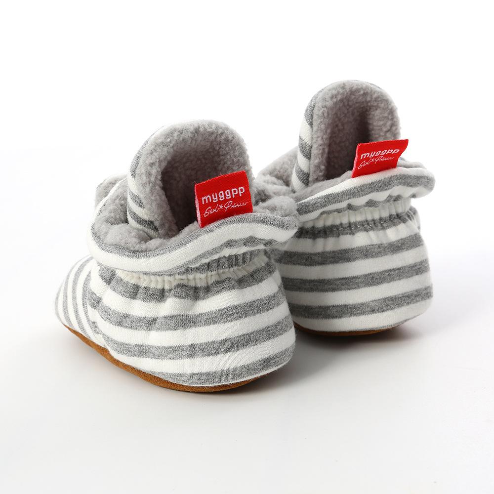 MYGGPP Striped Knitted Fabric 0-1 Years Old Baby Soft Bottom Shoes Baby Shoes Warm Shoes Baby Socks Overshoes