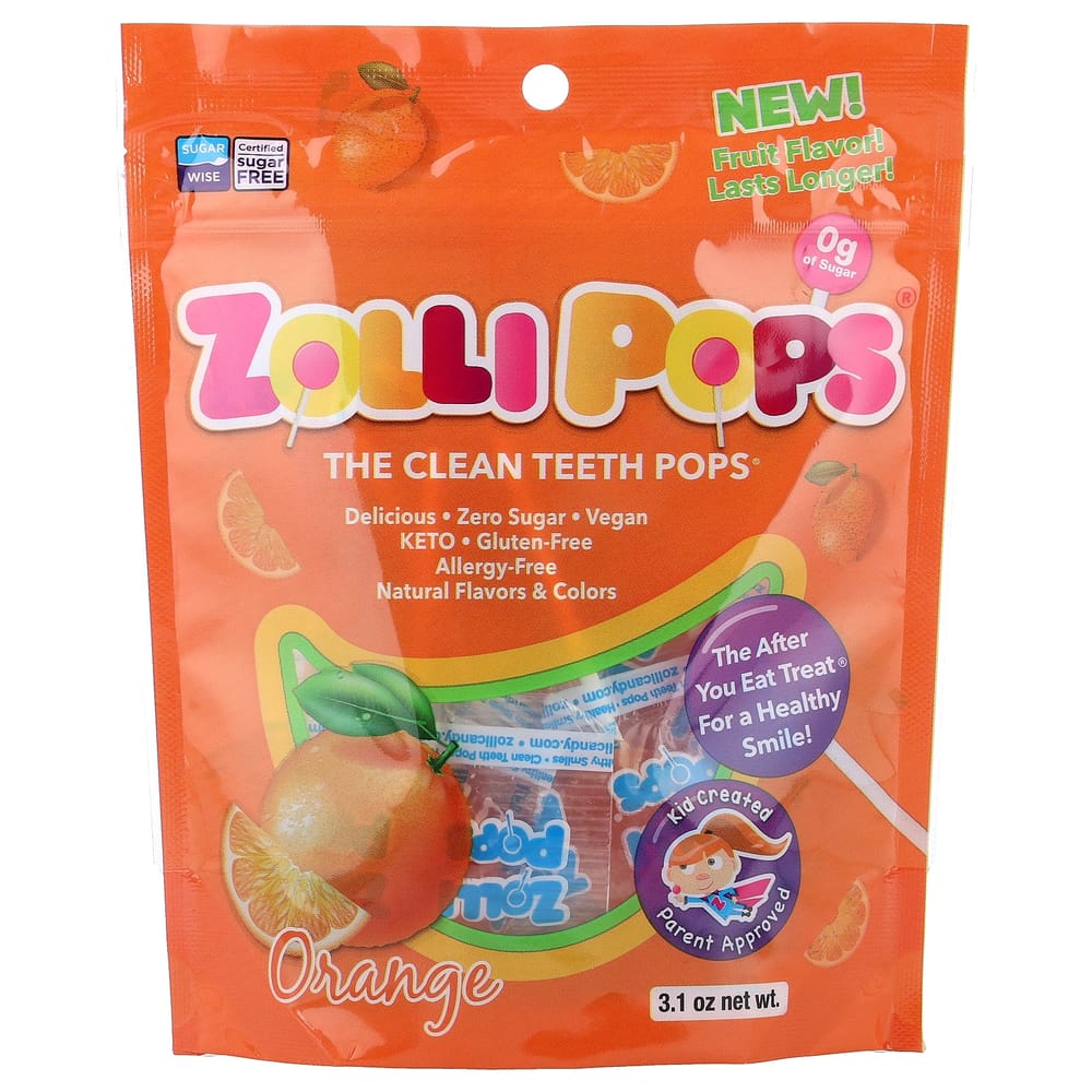 ZolliPops The Clean Teeth Pops, Orange - 15 Count (3.1 oz)