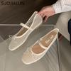 Fashion SUOJIALUN 2025 Summer New Brand Women Flat Shoes Fashion Mesh Ladies Elegant Boat Shoes Round Toe Shallow Slip On Ballerina Shoe