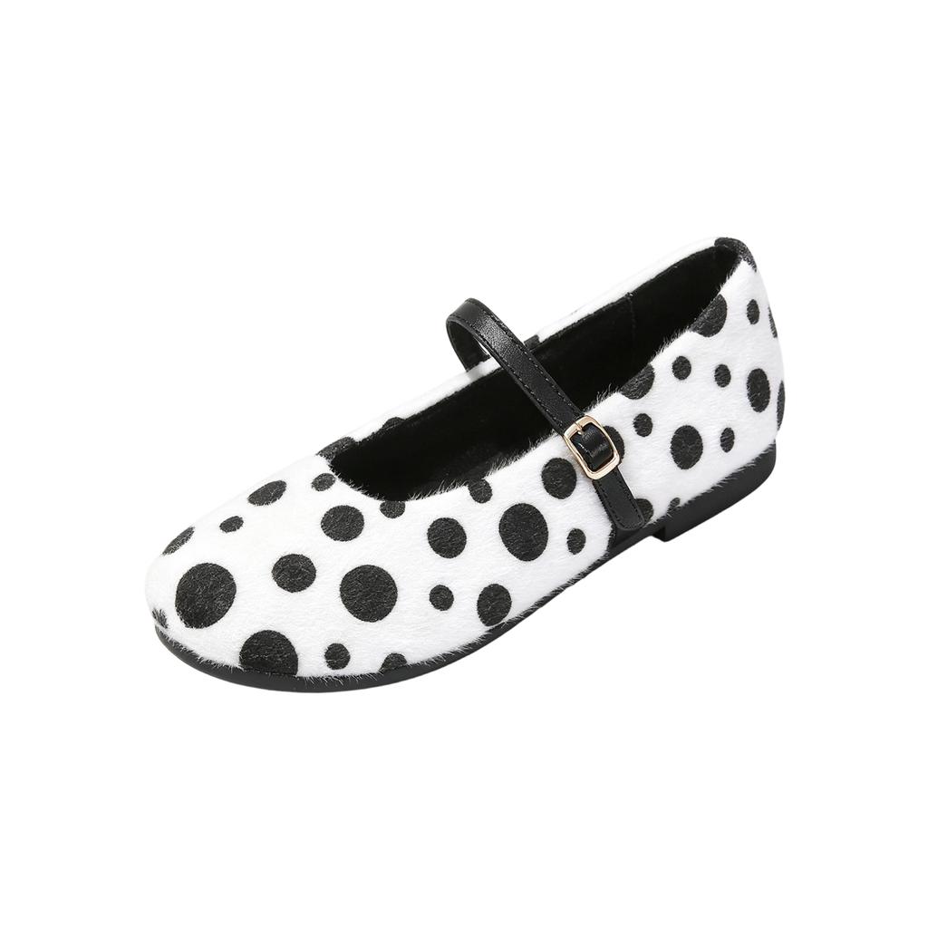 Women's Vintage Polka Dot Mary Flats with Plush and for Fall Winter