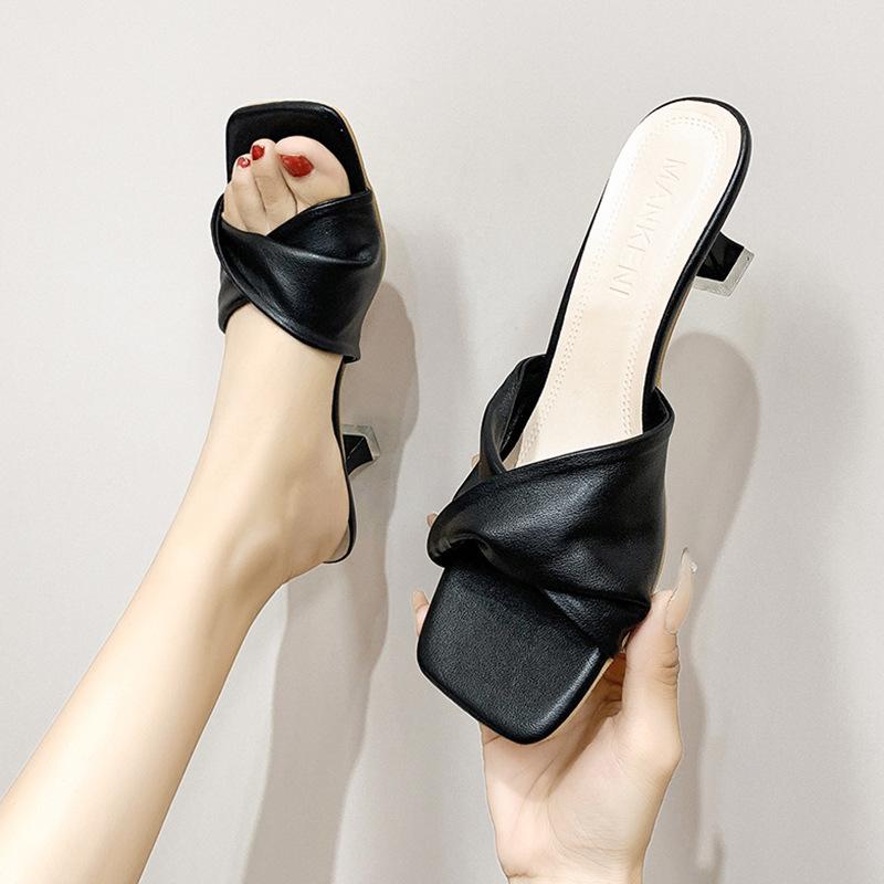 Fashion Shoes for Women Modern Slippers Women's Slippers Summer Fashion Slippers Ladies Shallow Outside Med Heels Sandal