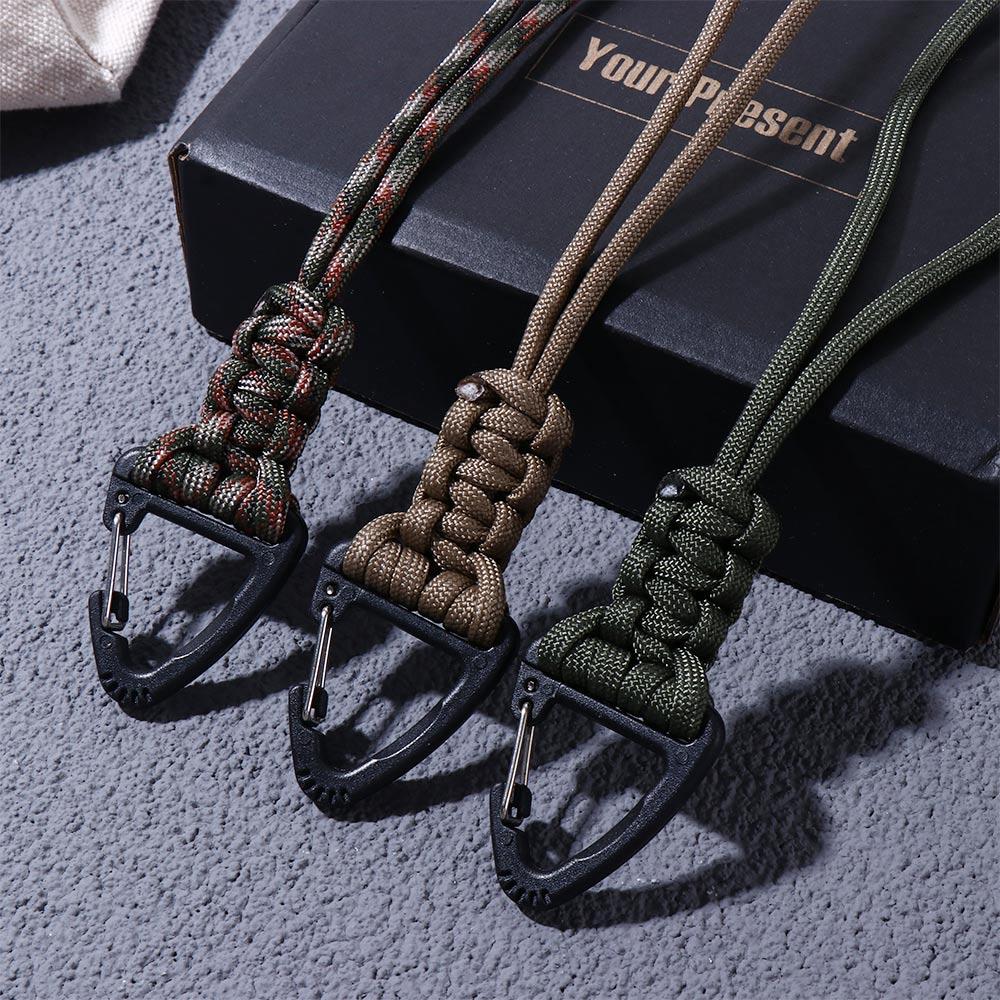 Survival Backpack High Strength Camping Hiking Triangle Buckle Paracord Key Ring Keychain Lanyard