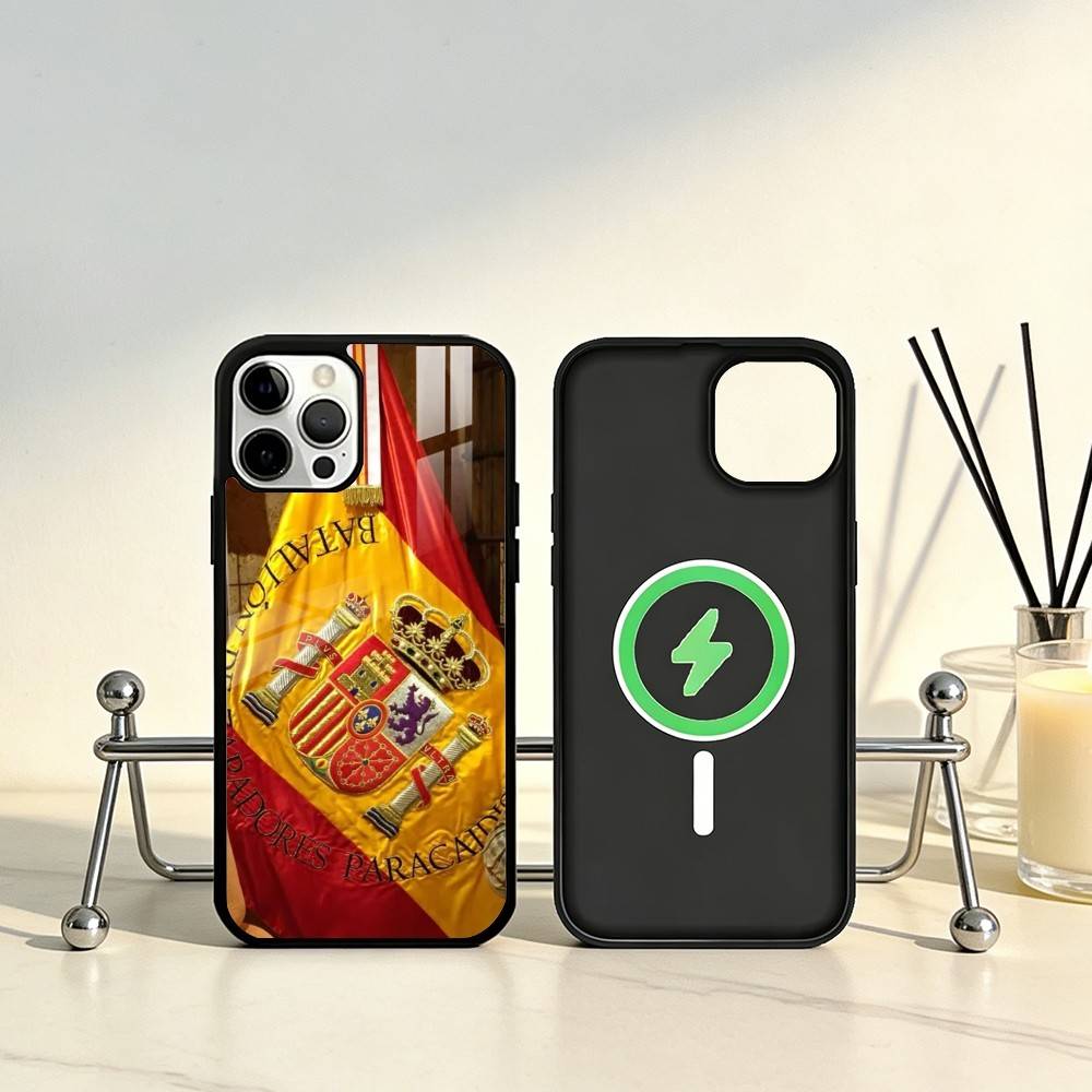 

Spanish National Flag Phone Case For iPhone17,16,15,14,13,12,11 Plus,Pro Max Magnetic For Magsafe Wireless Charging iPhone12PROMAX