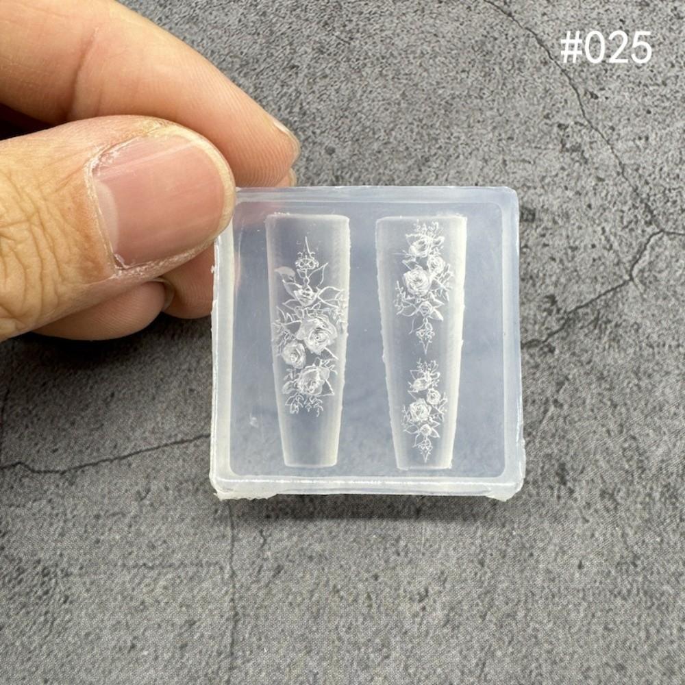 With Box Nailart Mold Transparent Silicone Template New Nail Art Template  Nail Decoration