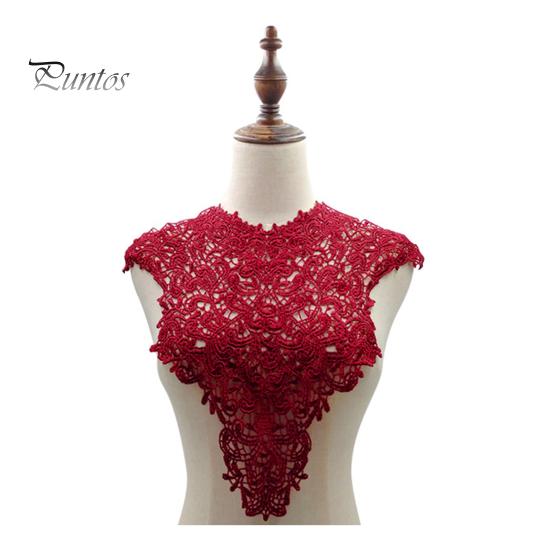 Spetsar Fake Collar Brodered Corsage Hollow Design Stora Blommor Avtagbar Fram/Back Krage Spets Applikation Kvinnlig Charm för syaffär