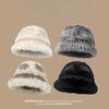 Rabbit Fur Woolen Hat Women's Autumn and Winter Face Showing Small Versatile Plush Knitted Hat Furry Warm Ear Protection Fisherman Hat