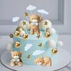 19 PCS Mini Brown Bear Cake Decoration Beige Balls Cake Topper Decoration for Birthday Party Decorations