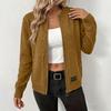 Women's Color Zip-Up Knit Cardigan with Collar and Two Pockets