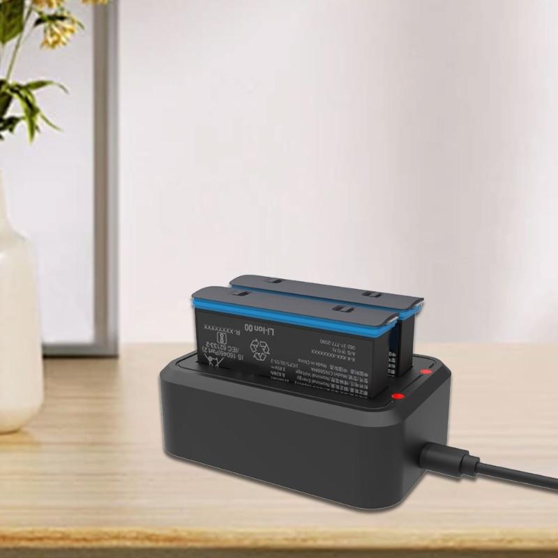 2 In 1 Battery Charger Hub 5V3A Power Adapter Dock For Action Camera Efficient Charging With USB Type C Connection Port