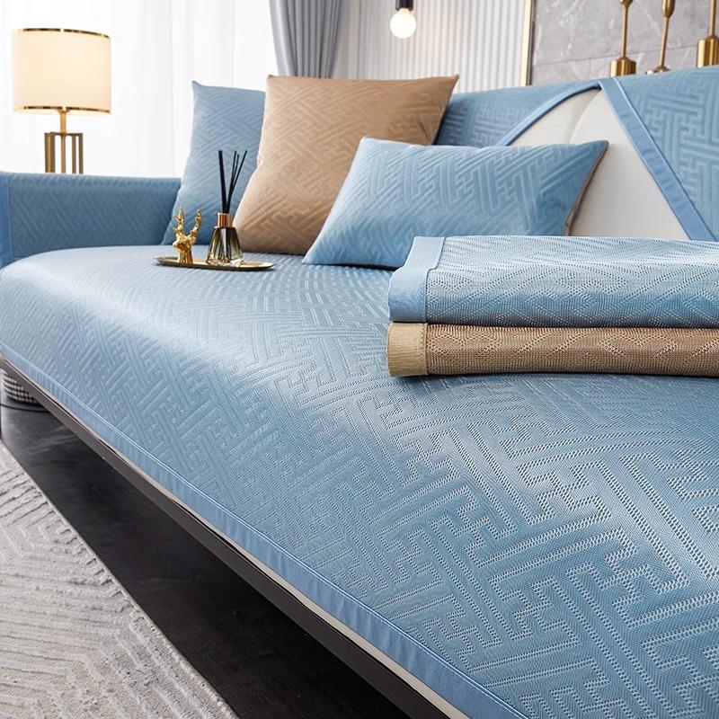 Summer Light Luxury Sofa Cushion Ice Silk Summer Mat Summer Non-Slip Sofa Cover Dust Cover Living Room Straight Row Sofa Cover Towel
