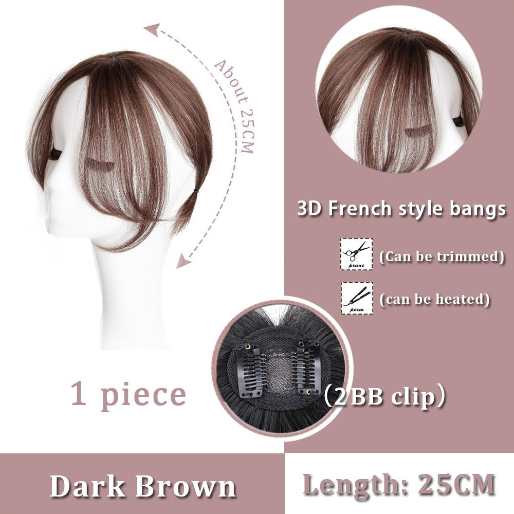 Black Brown Bangs Wig Hair Extension Synthetic Wig Women Clip Style Bangs