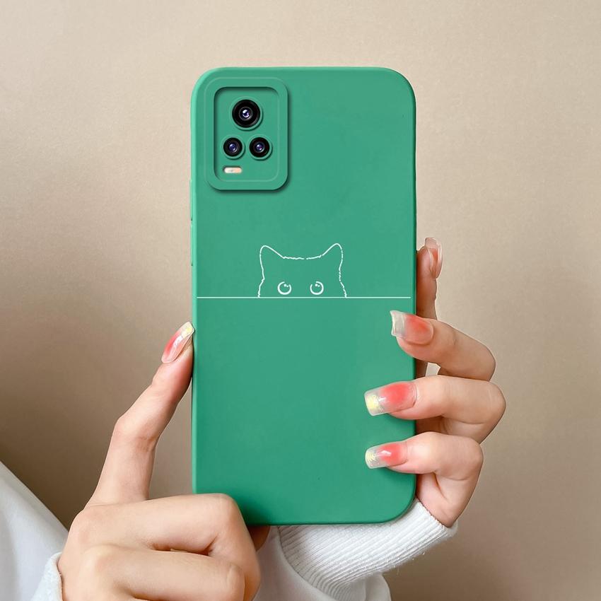 Case For Vivo V17 V20 S19 Y75 S16 Y77 Funny Cartoon Cat Pattern Phone Covers Screen Protector Soft Silicone Anti Slip Protection For Vivo Bumper Shell