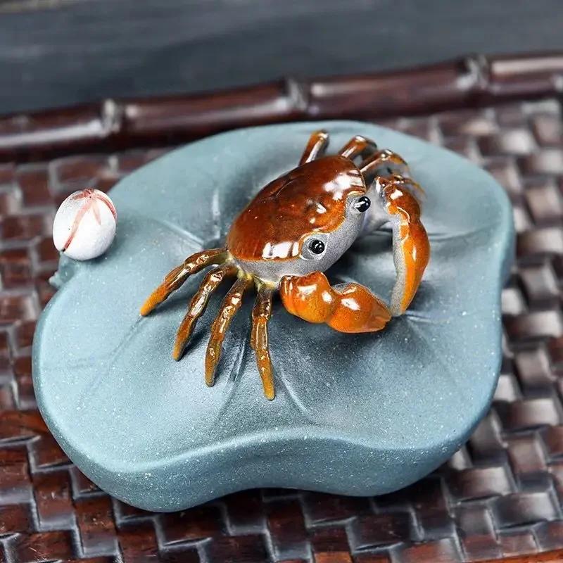 Purple Sand Color Changing Tea Pet Crab Kung Fu Tea Ceremony Decoration Lotus Hairy Crab Yixing Handmade Tea Pet