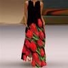 Yousheng Lady Maxi Dress with Pockets Flower Printing A-line V Neck Sleeveless Loose Full Length Dress for Vavation Beach Parties