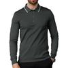 Men S Solid Color Long Sleeve Casual Thin Polo Shirt