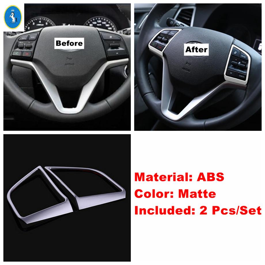 

For Hyundai Tucson 2016 - Carbon Fiber Look Steering Wheel Switch Button Sequ Cover Interior Decoration Trim Accessories Matte Style