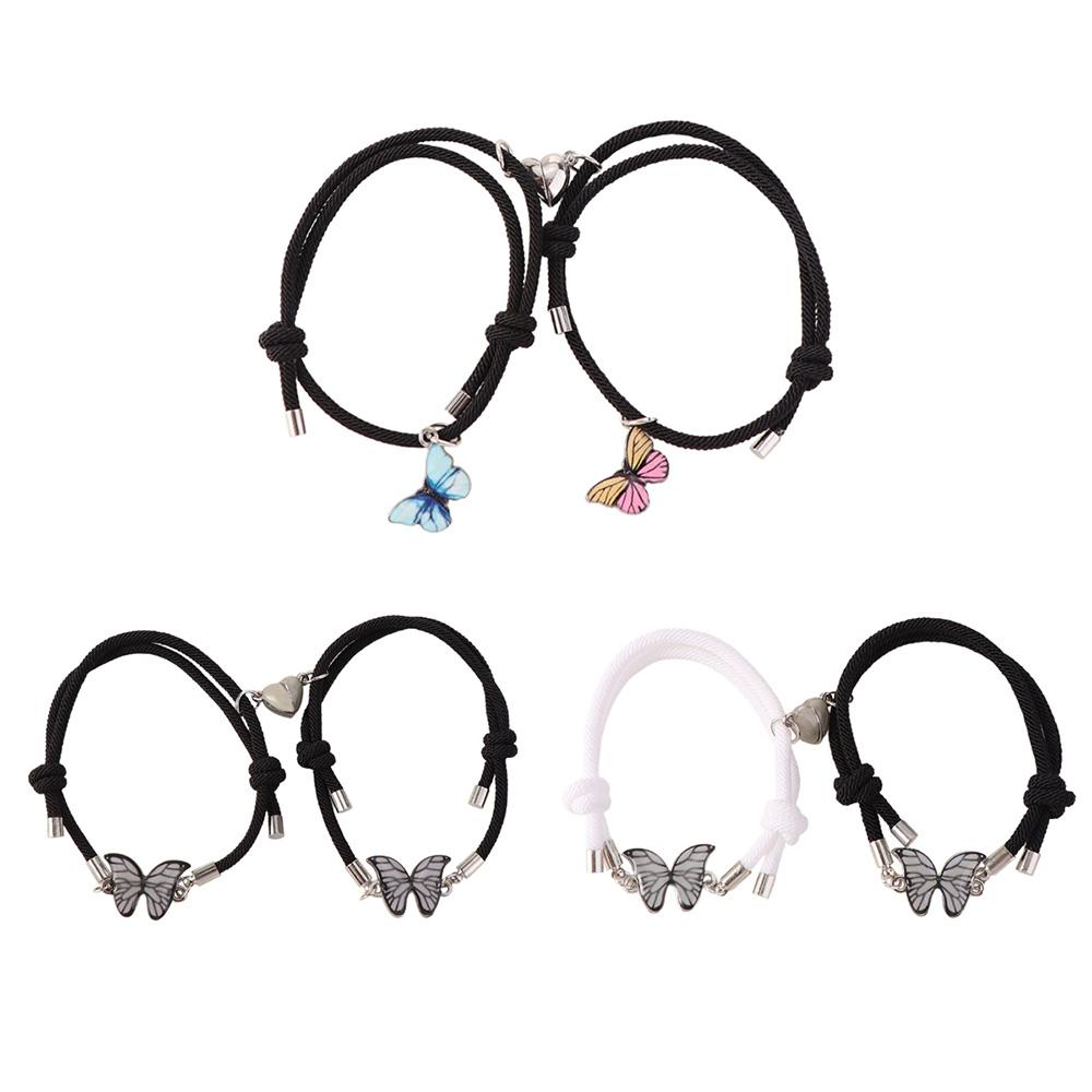 2Pcs/Set Butterfly Magnetic Bracelets Luminous Heart Beaded Bracelet Couple Bracelets Friendship