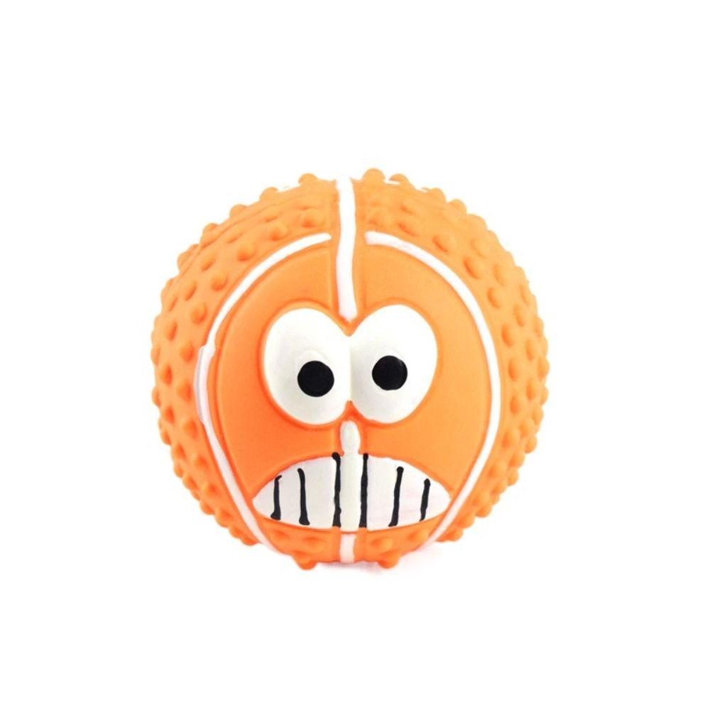 

Funny Pet Grinding Teeth Sound Toy Silicone Pet Dog Ball Rolling Phonate Ball Home оранжевый