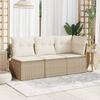 Vidaxl Sofa Ogrodowa Z Poduszkami, 3-Osobowa, Beżowa, Polirattan